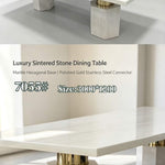 The Hexen Sintered Stone Marble Dining Table (300 cm) White/Gold