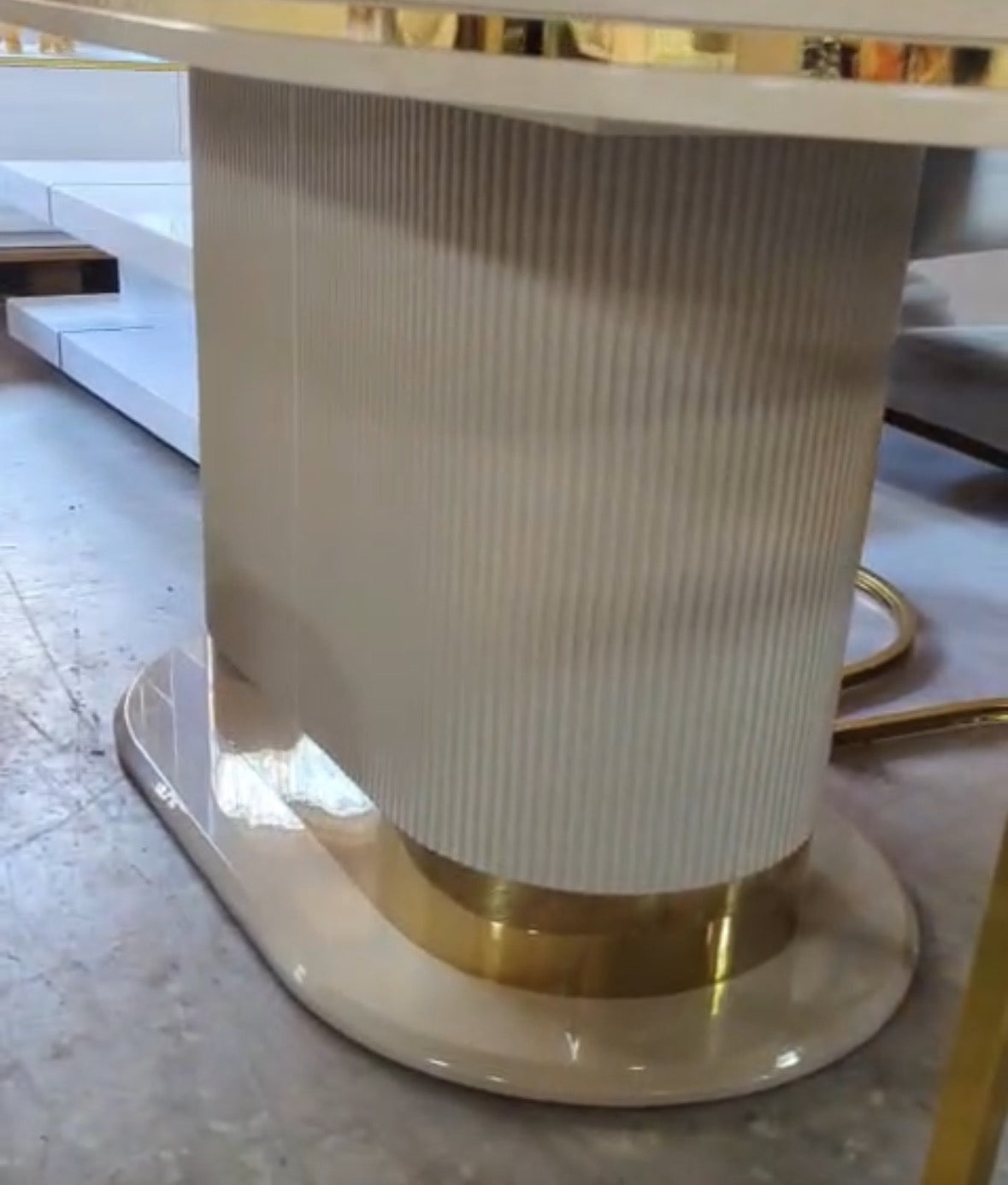 Alexa Glossy Stone and Gold Dining Table (180 cm)