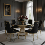 The Black Tempered Glass Empire Dining Table (Available in Gold or Silver) 120 cm or 150 cm