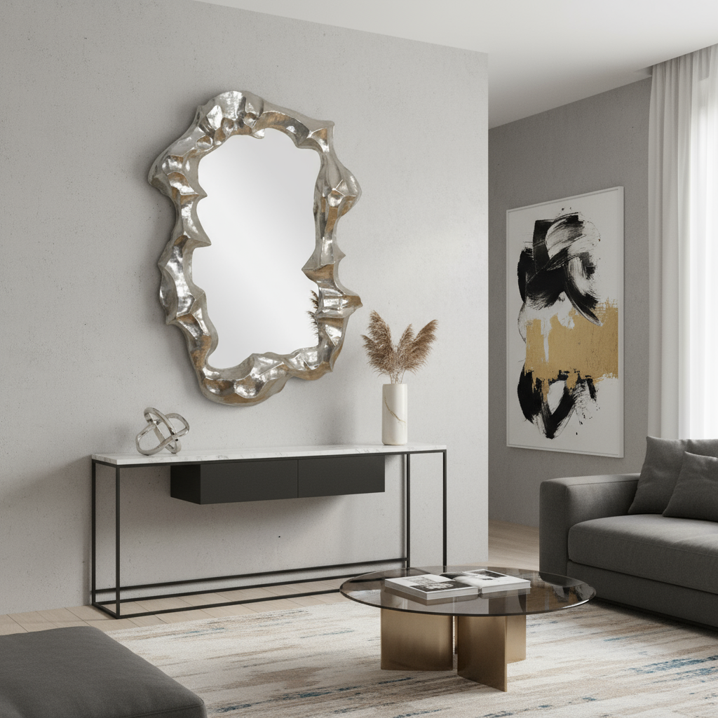 151cm silver mirror in modern setting