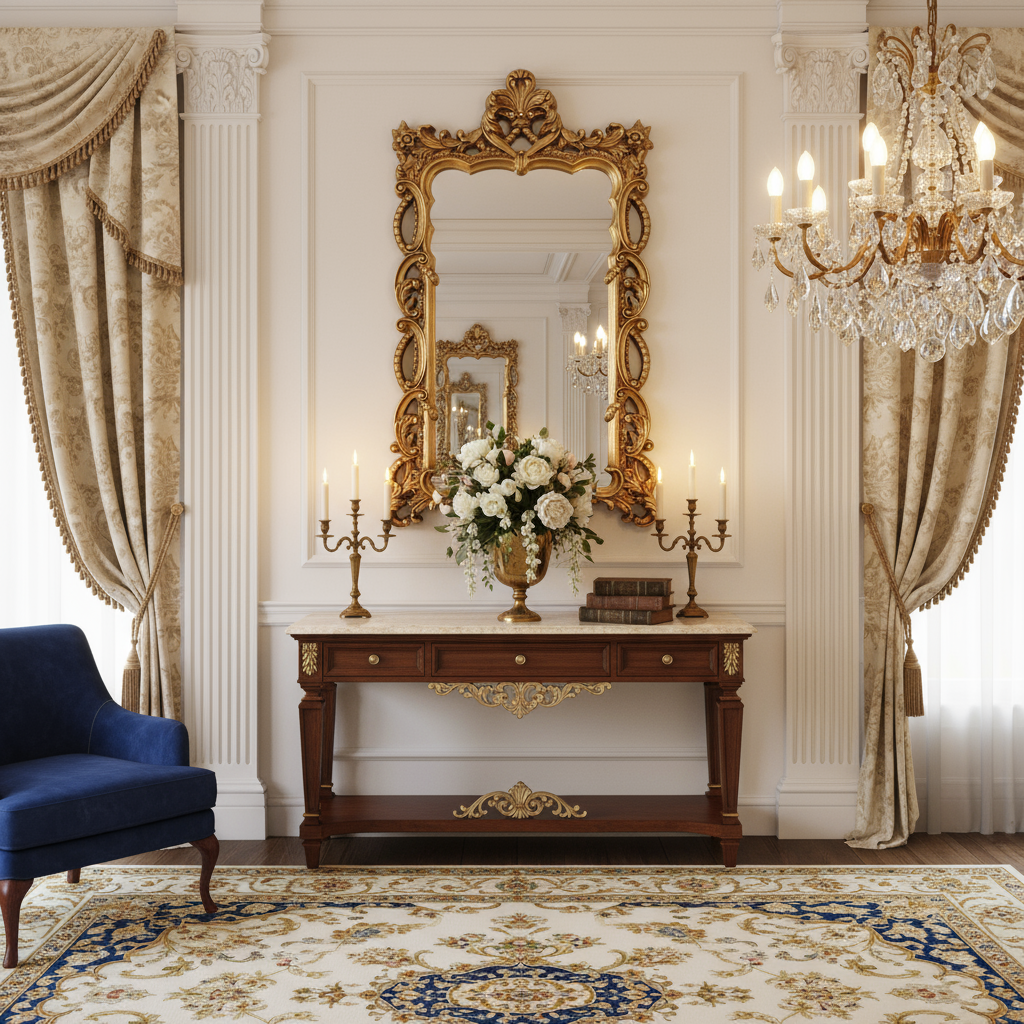170cm ornate gold mirror in luxurious setting