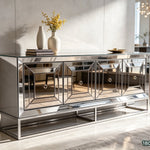 Miravelle Mirrored Sideboard (180 cm) Available in Silver or Rose Gold/Brown