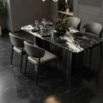 Phantom Marble Dining Table (180 cm) Black/White/Silver