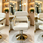 Premium Adjustable High End Salon Chair (White/Gold, Black/Gold or Black/Silver)