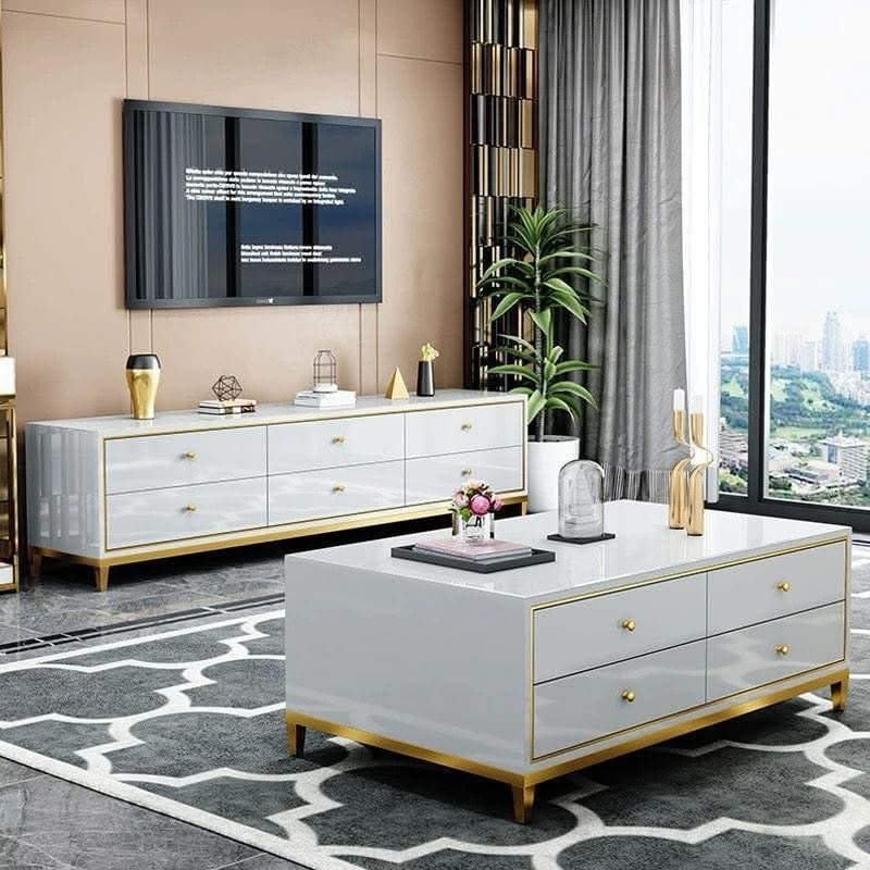 Antonio Glossy TV Stand with matching Coffee table - Combo Deal (Available in Black or White)