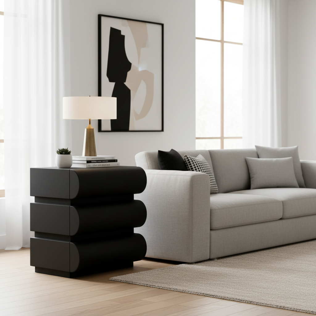 40x40x53cm black pedestal in modern setting