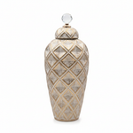 Gold/White Diamond Pattern Ginger Jar with lid (41.5 cm)