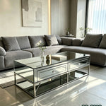 Zeravelle Mirrored Coffee Table (120 cm) Silver