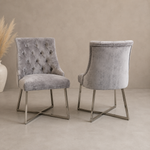 Argento Velvet Dining Chair (Grey/Silver)