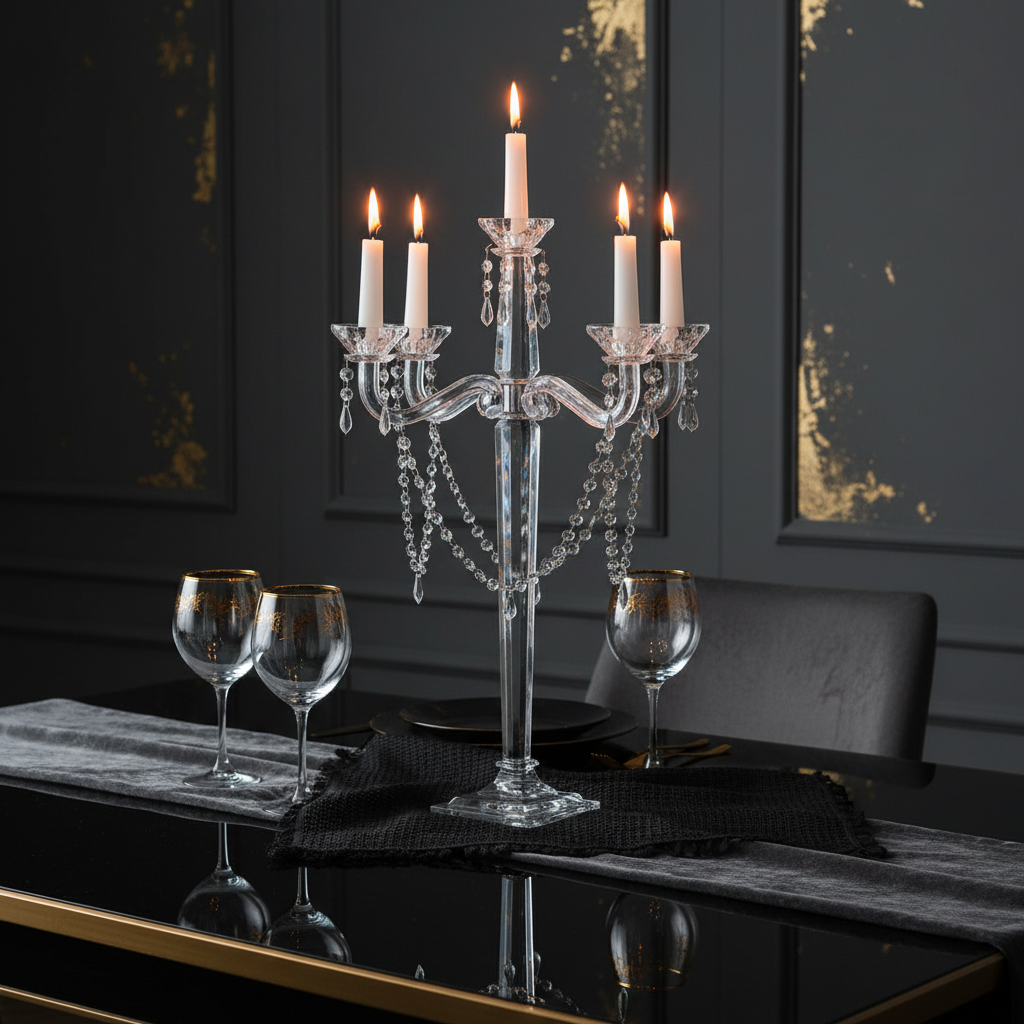 70cm crystal candle holder in luxury setting