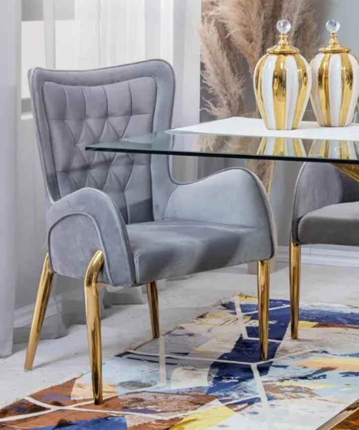 Cole Velvet Dining Chair (Available in Grey and Beige)