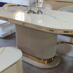 Alexa Glossy Stone and Gold Dining Table (180 cm)
