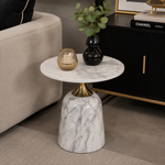 Atelier Metal/Stone Side Table (55 H cm) Available in White or White/Grey