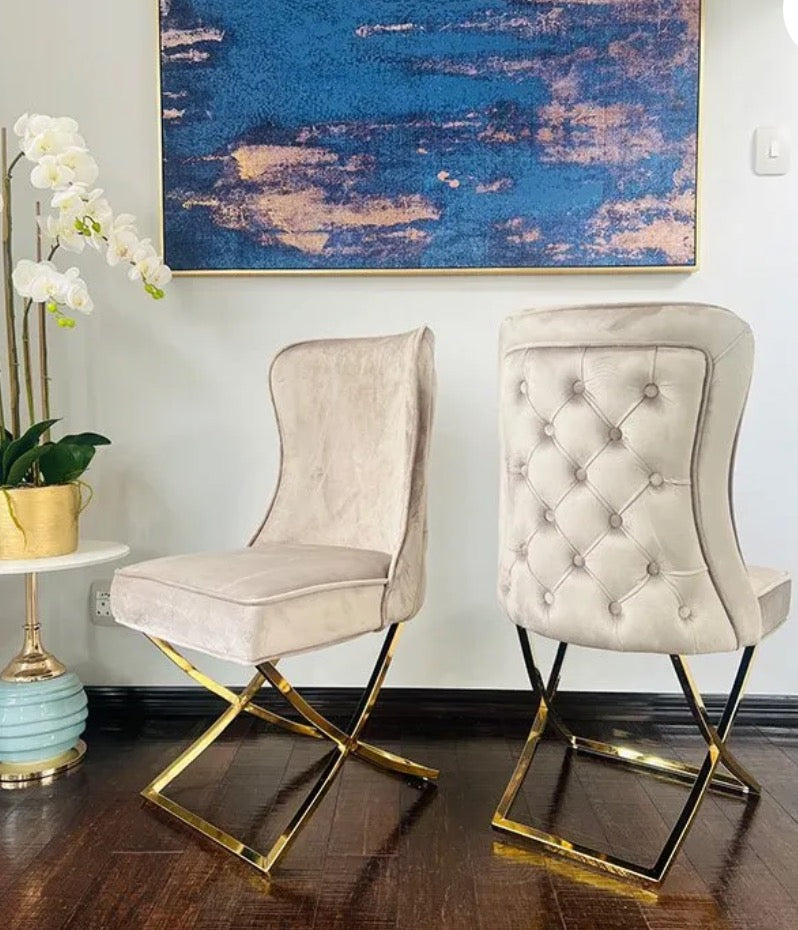 Clifton Velvet Dining Chair (Available in Beige or Grey)