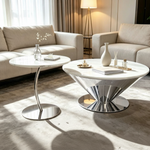 Angelo Coffee Table with matching side table Set (Available in Gold, Silver or Dark Gunmetal colour) 80/50 cm