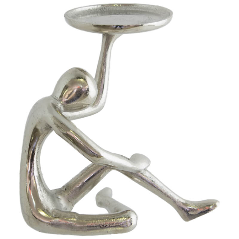 Anneline Raw Silver Candle Holder (18 cm) - MHF Decor-Delights
