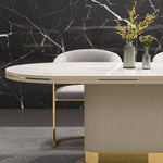 Alexa Glossy Stone and Gold Dining Table (180 cm)