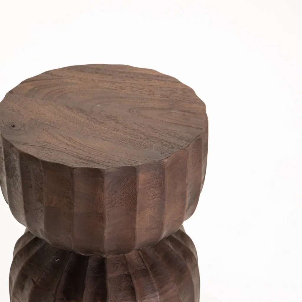Solid Mango wood Hourglass Side Table (45 H cm)