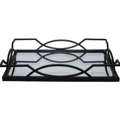 Black Metal and Mirror Tray (53 cm)