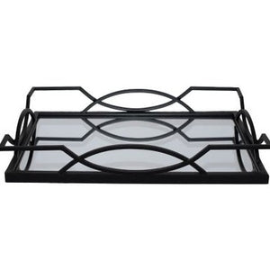 Black Metal and Mirror Tray (53 cm)