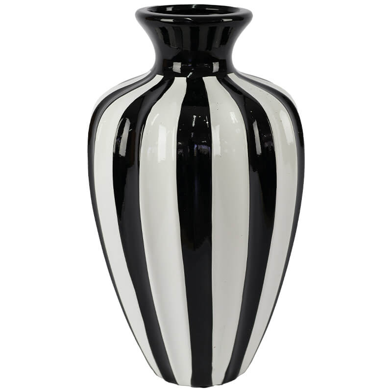 Logan White and Black Stripe Vase (35 cm)