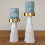 White and Gold Candle Holder (Available in 2 x sizes)