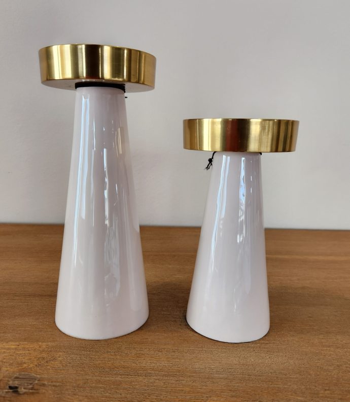 White and Gold Candle Holder (Available in 2 x sizes)