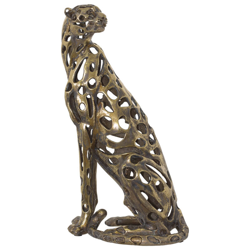 Cheetah Sculpture Ant. Gold (43 cm)