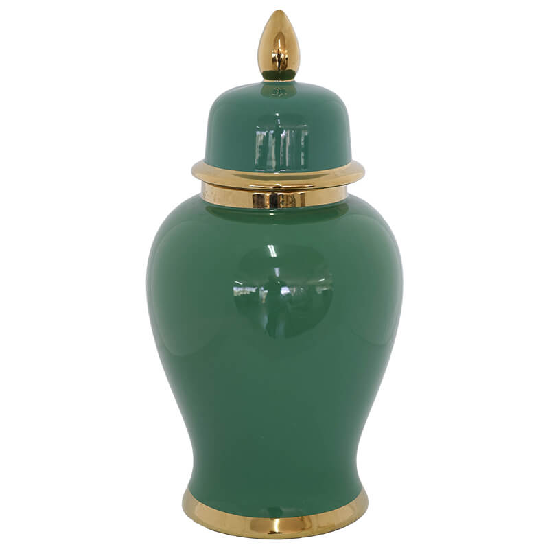 Everest Green Ginger Jar with lid (36 cm)