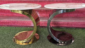 Curved Marble Side Table (Available in Gold, Black or Silver)