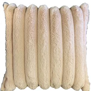 Fluted Cream Fur Cushion