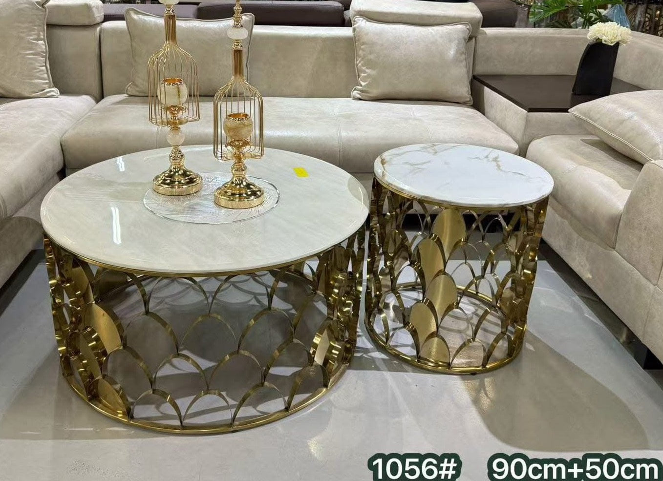Elle Coffee Table and matching side table set (Gold)