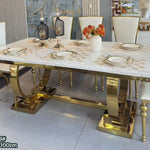 Capri Marble Dining Table (200 cm) Available in Gold or Silver