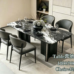 Phantom Marble Dining Table (180 cm) Black/White/Silver