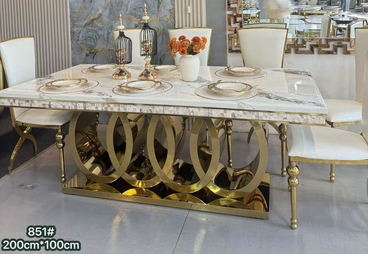 Emirates Dining Table (200 cm) Available in Gold or Silver