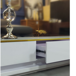 Gabrielle White Gloss TV Unit/Plasma Stand with Gold Trim (200 cm)