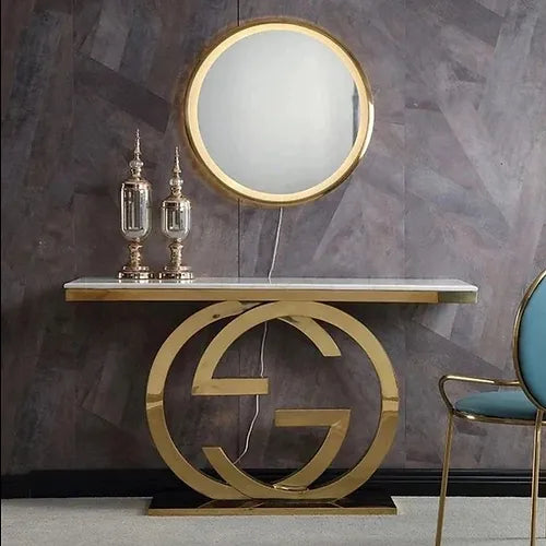 Clarence Marble top Console (Available in Gold or Silver)