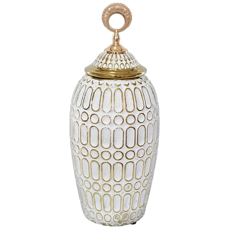 Gold/White Ginger Jar (38 cm)