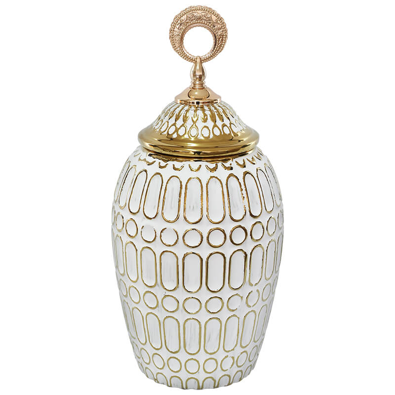 Gold/White Ginger Jar (33 cm)