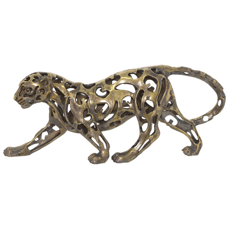 Leopard Gold Ant. Statue (61 cm)