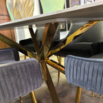 Vertex Stone Top Dining Table (180/200 cm cm) White/Gold