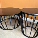 Rodney Glass/Metal Side Table (50 cm) Black