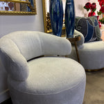 Designer Napoli Swivel Fabric Chair (White/Gold)