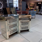 Knobless Diamond 3 Drawer Mirror Pedestals (Sold as a set of 2)
