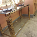 Marcy Console Table (Available in Gold or Silver, Clear Glass)