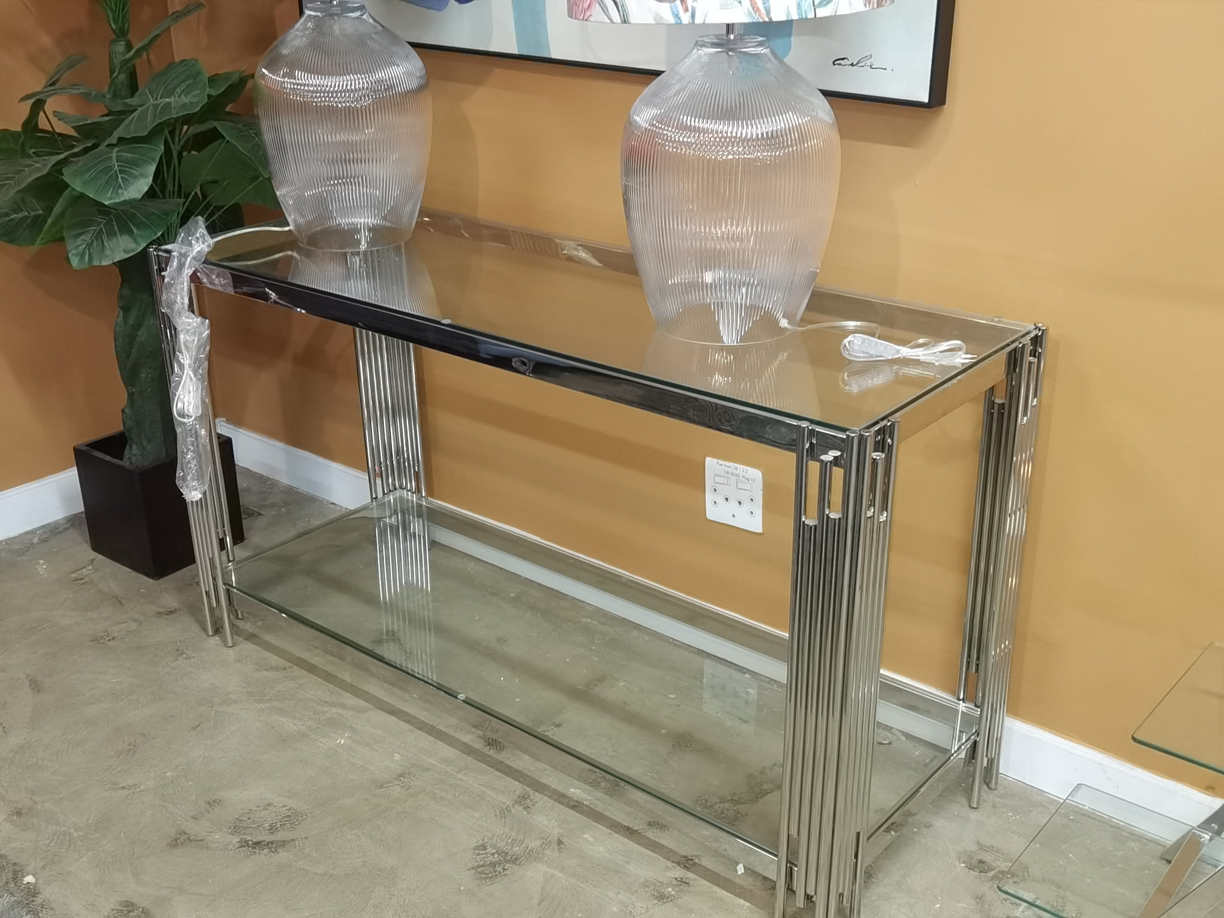 Marcy Console Table (Available in Gold or Silver, Clear Glass)