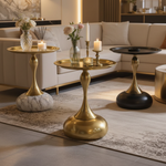 Spiro Side Table (Gold/Marble) 55 H cm