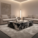 Bianco Calacatta Marble Coffee Table (130 cm) Available in White/Black or White Viola (Brown)
