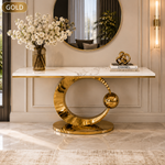 Luna Orb Marble Console Table (140 cm) Available in Silver or Gold