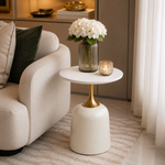 Atelier Metal/Stone Side Table (55 H cm) Available in White or White/Grey